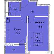 1-к квартира, улица Советская, дом 6, площадь 40,9, этаж 15, в Королёве