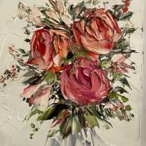 Картина маслом. Цветы мастихином, в Москве