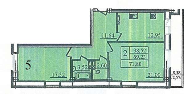 2-к квартира, 71,8м2, 2/9 эт