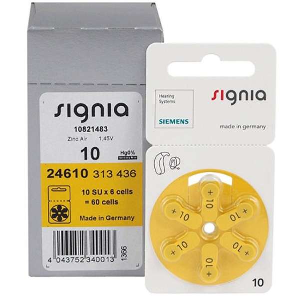 Батарейки Signia для слуховых аппаратов