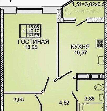 Продам однокомнатную квартиру в Краснодар.Жилая площадь 41 кв.м.Этаж 18.Дом монолитный.