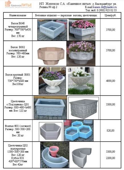 Вазоны из бетона, цветочницы бетонные, вазоны уличные В001 в Екатеринбурге фото 18