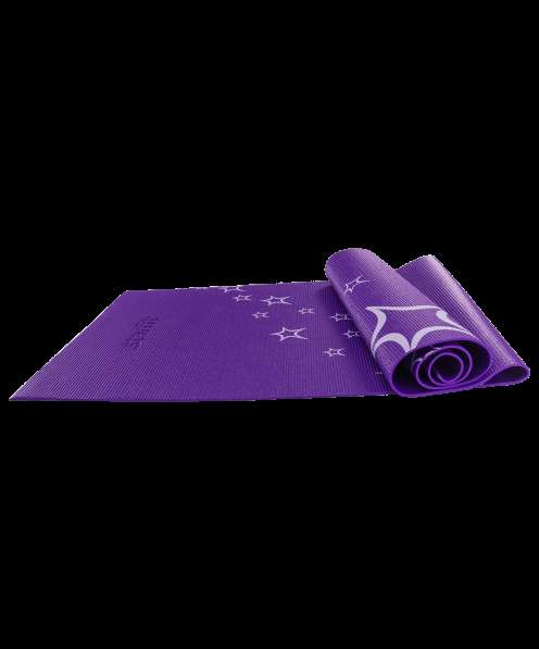Коврик для йоги FM-102 PVC 173x61x0,4 см, с рисунком, фиолетовый в Сочи