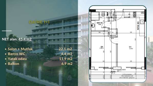 2-к. квартира 45м² Турция, Анталья, Алтынташ в фото 6