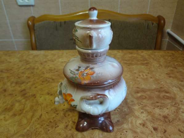 Керамический самовар с чайником декоративный в фото 4