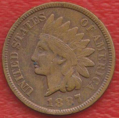 США 1 цент 1887 г. №1 без знака мондвора Филадельфия в Орле