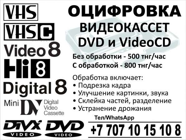 Оцифровка (копирование) видеокассет, дисков и фотопленки