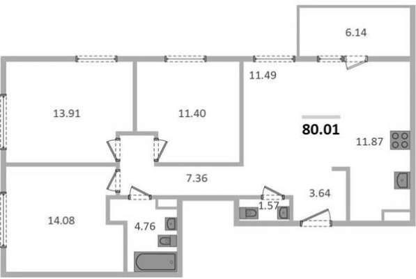 Продам трехкомнатную квартиру в Санкт-Петербург.Жилая площадь 80,01 кв.м.Этаж 12.Дом монолитный.