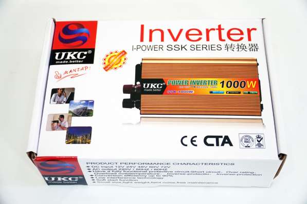 Инвертор UKC 1000W 24V Преобразователь тока AC/DC Gold в 