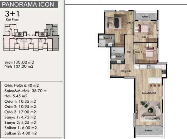 4-к. квартира 130м ² Турция, Мерсин, Мезитли, Дениз в фото 9