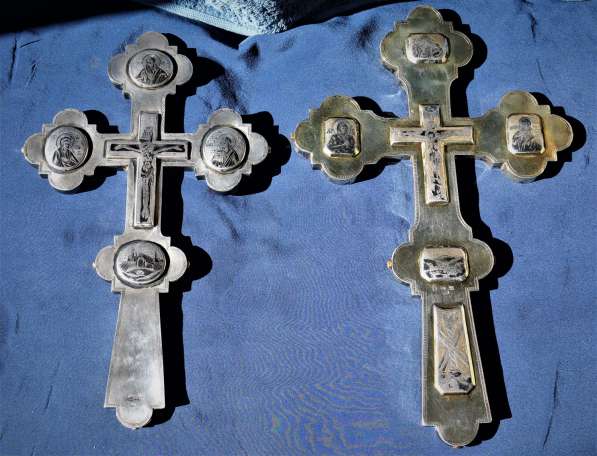Пара старинных напрестольных крестов. Серебро «84». XIХ век в Санкт-Петербурге фото 5