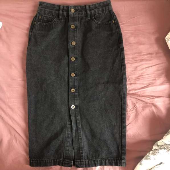 Юбка джинсовая длинная черная размер XS