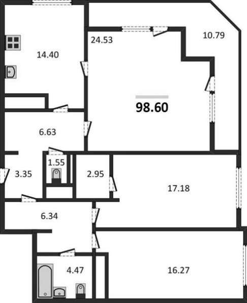 Продам трехкомнатную квартиру в Санкт-Петербург.Жилая площадь 98,60 кв.м.Этаж 23.