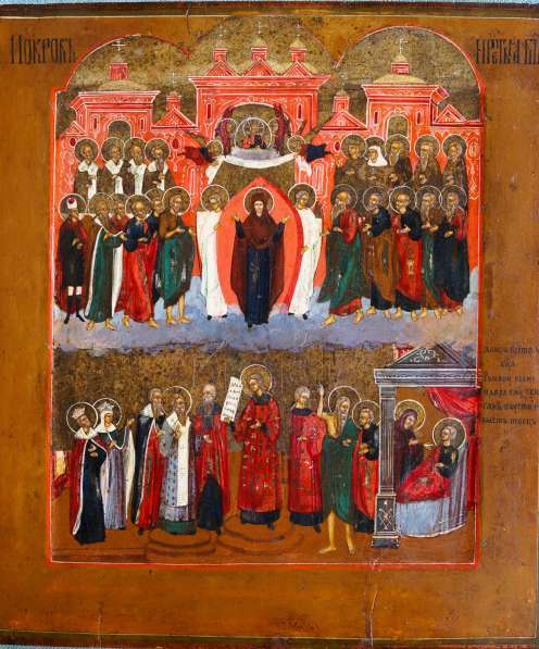 Старинный образ Покрова Пресвятой Богородицы. Россия, Палех