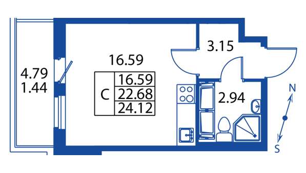 Продается квартира студия, ЖК