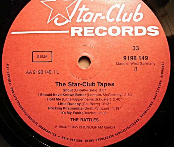 Пластинка виниловая The Rattles – The Star-Club Tapes в Санкт-Петербурге фото 6