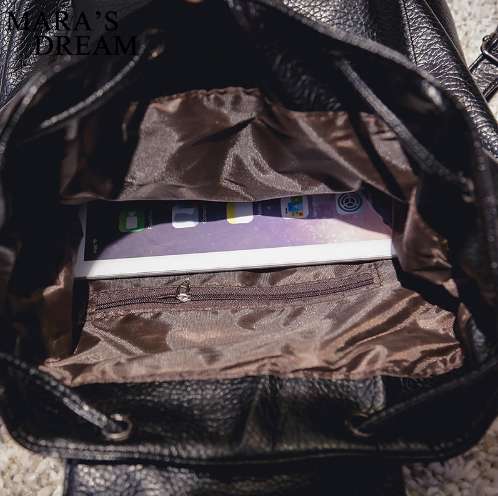 Рюкзак мини кожзам черный в фото 4