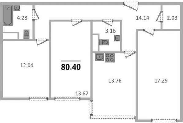Продам трехкомнатную квартиру в Санкт-Петербург.Жилая площадь 80,40 кв.м.Этаж 8. в Санкт-Петербурге