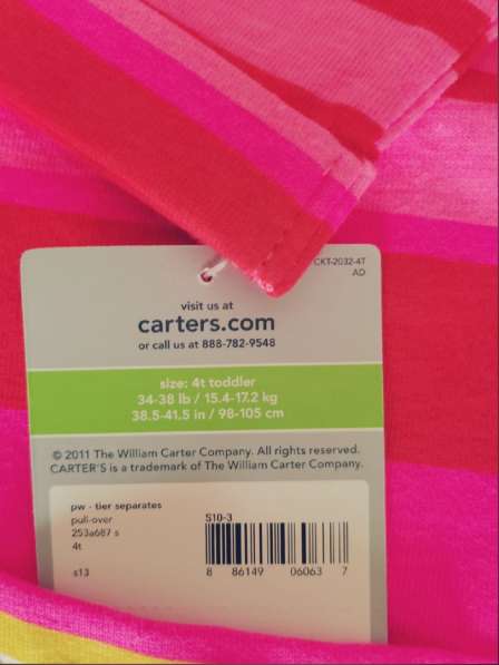 Carter's Платье Туника р.4 Розовая/Сиреневая в Мурманске фото 5