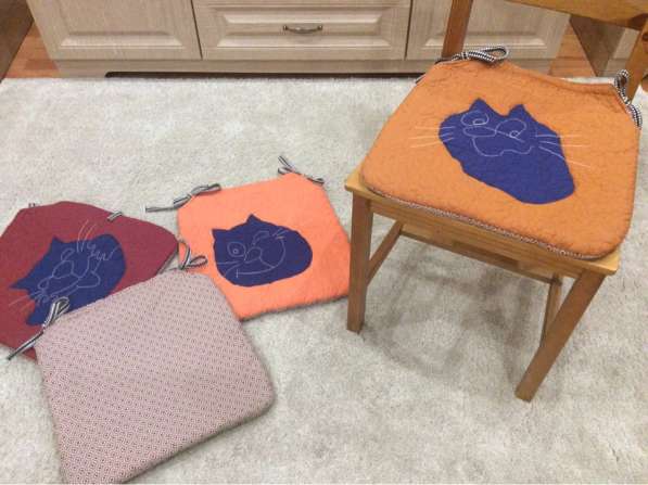 Сидушки на стулья "Синие коты" в Омске фото 4