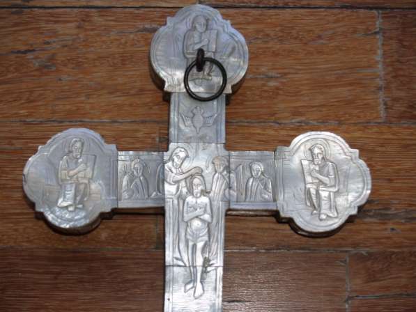 Православный напрестольный крест из перламутра, украшенный изысканной резьбой. Иерусалим, XVIII век в Санкт-Петербурге фото 5