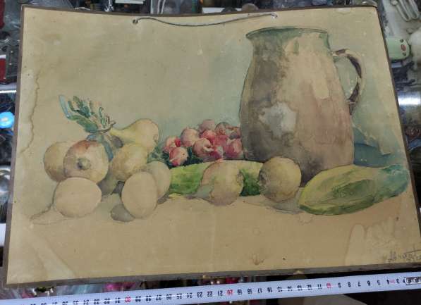 Акварель натюрморт Овощи, картон, авторская, 1927 год в Ставрополе фото 5