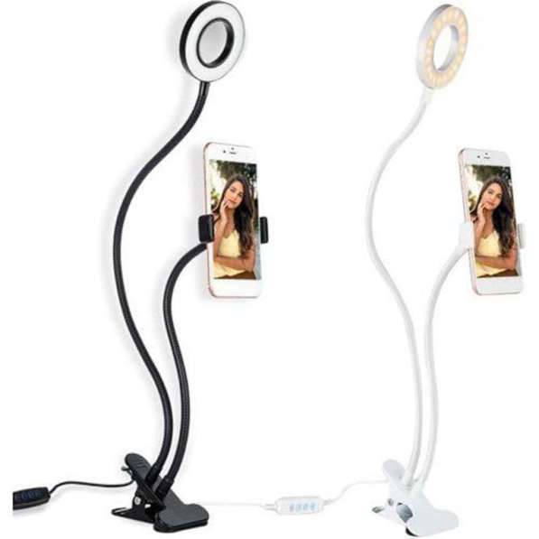 Кольцевая лампа Led-90 с гибким держателем для телефона. ХИТ в фото 15