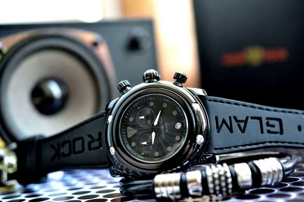 Брутальные, черные часы-хронограф Glam Rock в Рязани фото 5