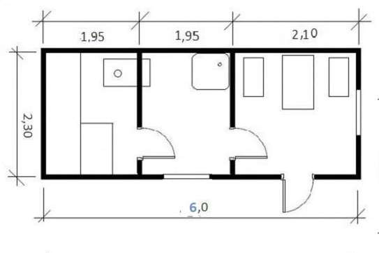 Каркасная мобильная баня 6x2,3 в Москве фото 3