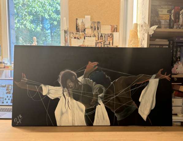 Картина, акрилом, фиолетовый гиацинт