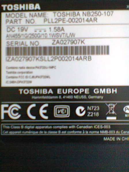 Toshiba NB520-10E 2 ядра диагональ 10.1 в Москве фото 13