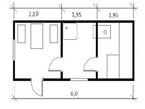 Каркасная мобильная баня 6x2,3 в Москве