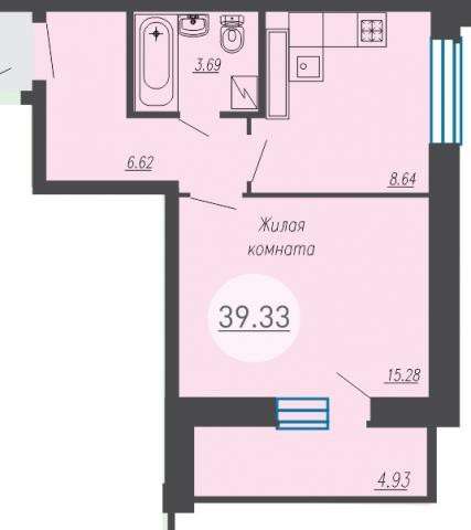 Продам однокомнатную квартиру в Липецке. Жилая площадь 39 кв.м. Дом монолитный. Есть балкон.