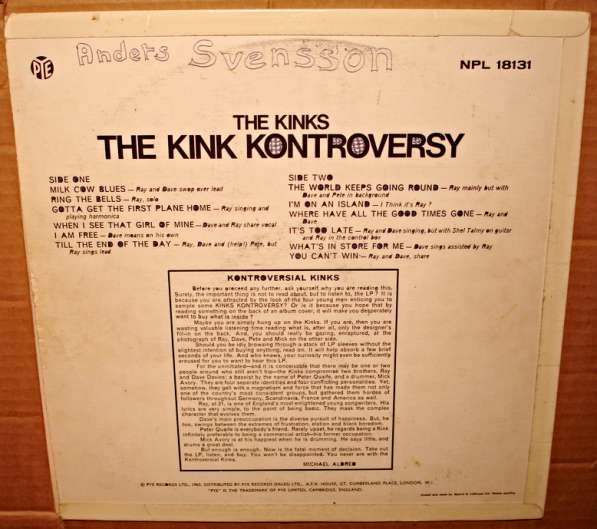 Пластинка виниловая The Kinks - The Kink Kontroversy(UK) в Санкт-Петербурге фото 3