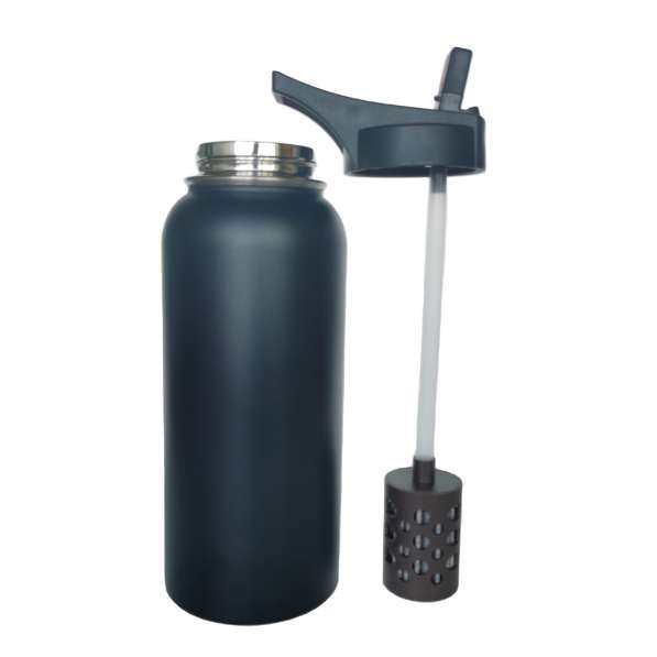 Outdoor portable black stainless steel filter water bottle в 