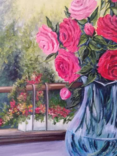 Картина маслом "Розы в прозрачной вазе." в Ростове-на-Дону