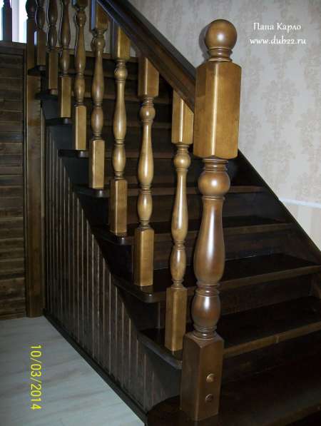 Деревянные лестницы в коттедж в Барнауле фото 18