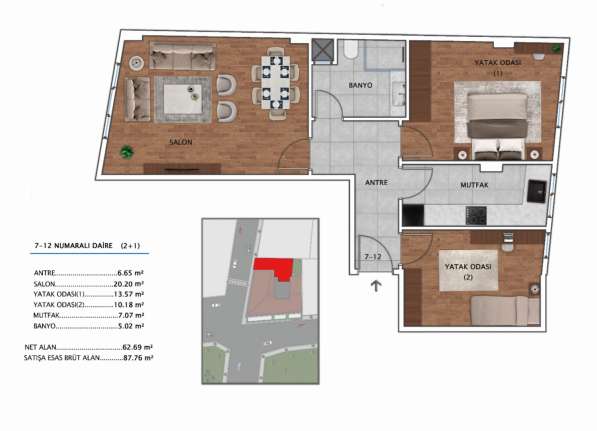 3-к. квартира 88м²Турция, Стамбул, Бейоглу в 