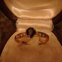 Золотое кольцо с сапфиром и бриллиантами 585 пробы размер 17, в Москве