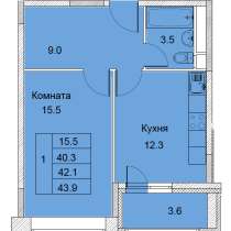 1-к квартира, улица Советская, дом 6, площадь 42,1, этаж 9, в Королёве