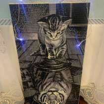 Алмазная картина &laquo;Котёнок и тигр&raquo;, 30x60 см, готовая с рамко, в Путилково